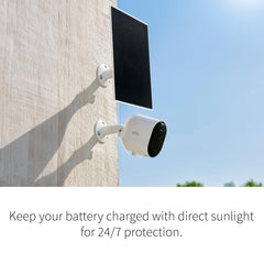 Lifestyle image of Arlo Solar Panel Charger installed on a wall
