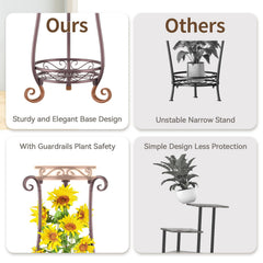 Lifestyle image of LASZOLA Metal Corner Plant Stand in a living room