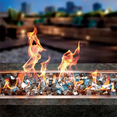 lifestyle view of onlyfire fire glass in a backyard setting