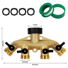 Lifynste 4 Way Brass Hose Splitter side view showing brass finish