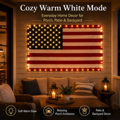 Lighted American Flag 3x5 FT displayed on a porch