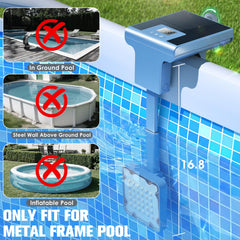 LightHacker Solar Pool Light installed on metal frame pool