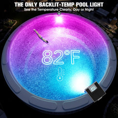 LightHacker Solar Pool Light set in a steel wall above ground pool
