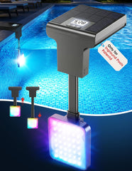 LightHacker Solar Pool Light with LCD thermometer front view