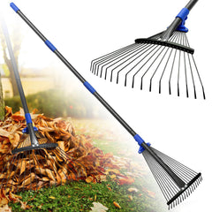 Lilyvane Adjustable Metal Leaf Rake front view with 8-17 inch head