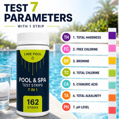 LIME POOL test strips bottle side view