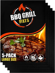 Linda's Essentials BBQ Grill Mats, pack of 5, black