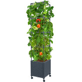 LINEX Raised Garden Bed Planter Box with Trellis in Gray