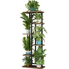 LINZINAR 6 Tier Plant Stand black metal design front view