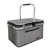 LIQING 35L Insulated Picnic Basket front view in grey