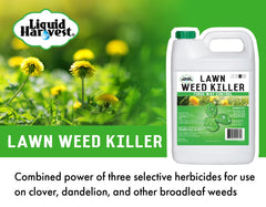 Liquid Harvest Lawn Weed Killer label showing active ingredients