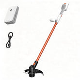 LiTHELi Cordless Weed Wacker 12-inch front view in ivory and orange