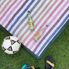 Little Unicorn Chroma Rugby Stripe Blanket zipper pocket detail