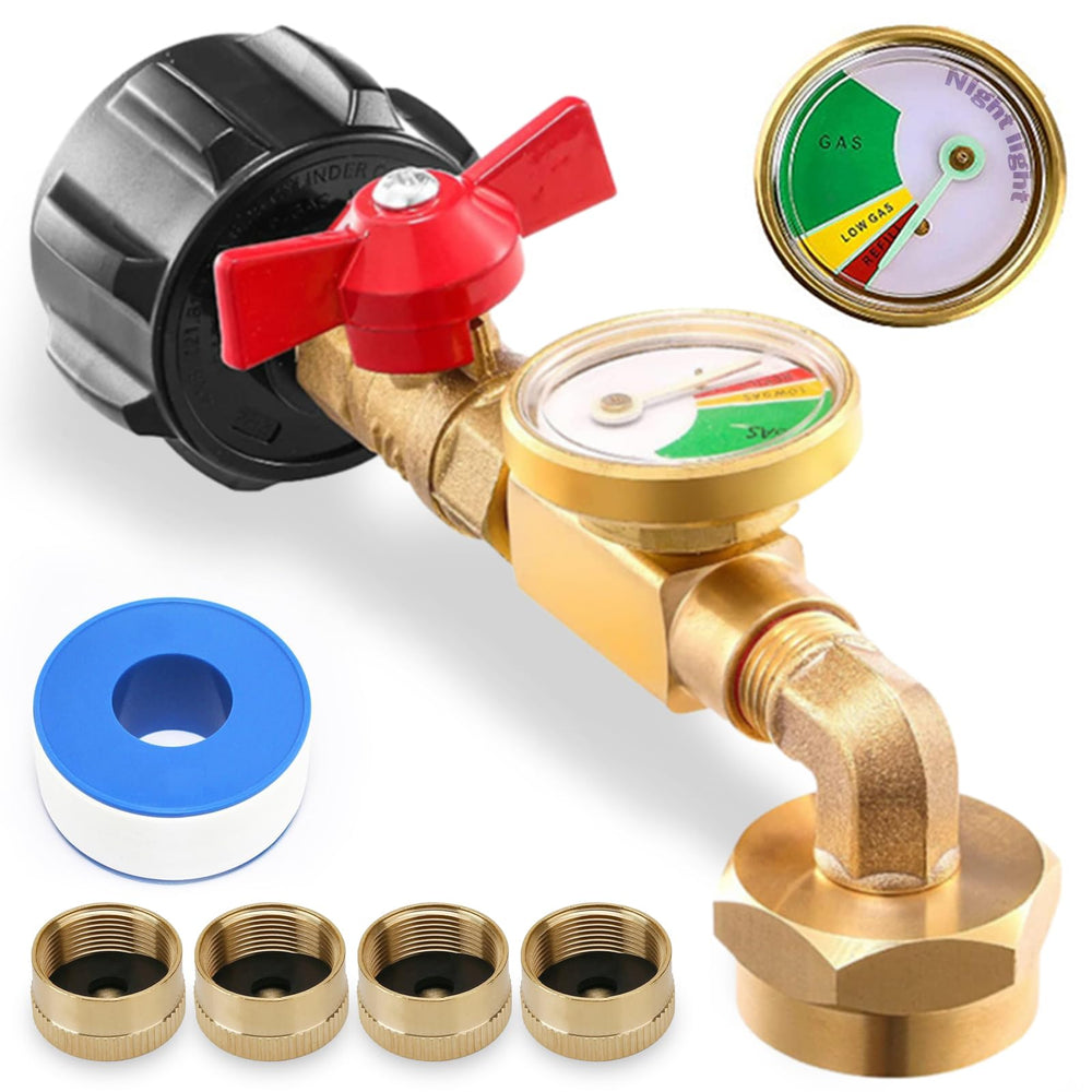 liucocotos propane refill adapter front view with gauge