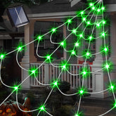Liveasily outdoor solar spider web lights front view with green LEDs