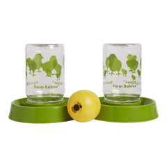 Lixit Baby Chick Feeder in use with chicks feeding