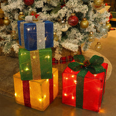 LJLNION Christmas gift boxes arranged under a beautifully decorated tree