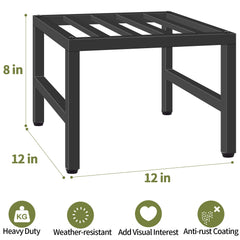 LLAXERGU plant stand black metal with plants in garden