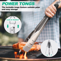 Lockable BBQ tongs from HAUSHOF with adjustable jaw size