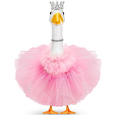Locmeo Goose Outfit Set front view with silver crown and pink tutu