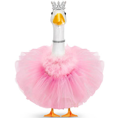 Locmeo Goose Outfit Set front view with silver crown and pink tutu