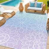 LOKHOM 6x9 ft outdoor rug front view in blue-purple