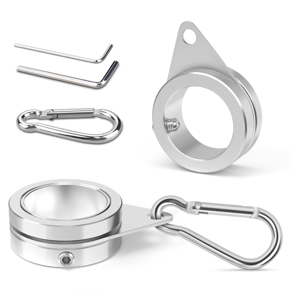 Loretoy 2 Pack Aluminium Alloy Flag Pole Rings with hooks