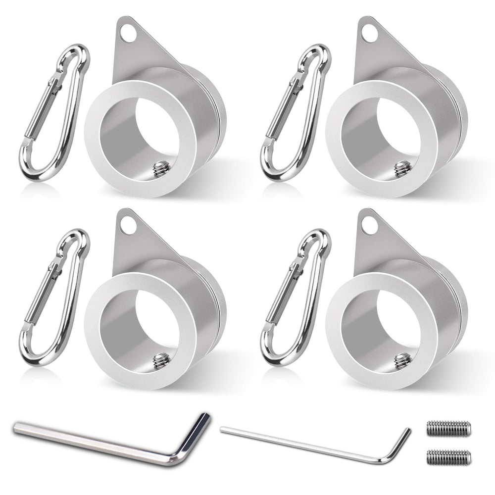 Loretoy 4 Pack Flag Pole Rings with adjustable screws and hooks