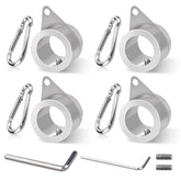 Loretoy 4 Pack Flag Pole Rings with adjustable screws and hooks