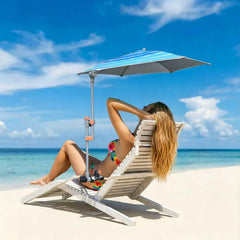 LOTTAFUN Beach Umbrella fully extended showing Blue Wave Stripe