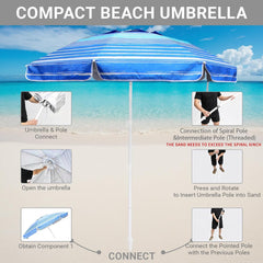 LOTTAFUN Beach Umbrella with carry bag and sand anchor