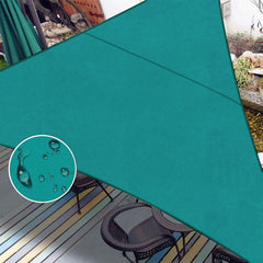 LOVE STORY 10' x 10' x 14' Waterproof Shade Sail front view in turquoise blue