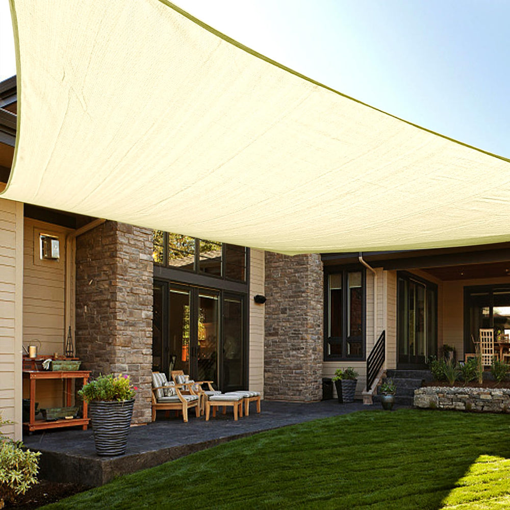 LOVE STORY 10' x 20' Rectangle Sun Shade Sail in Butter Cream front view