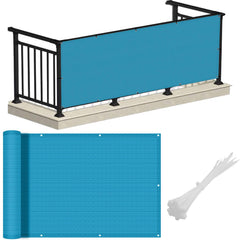 LOVE STORY 3' x 10' Balcony Privacy Screen Cover in Turquoise Blue, front view