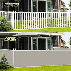 LOVE STORY Balcony Privacy Screen Cover installed on a patio railing