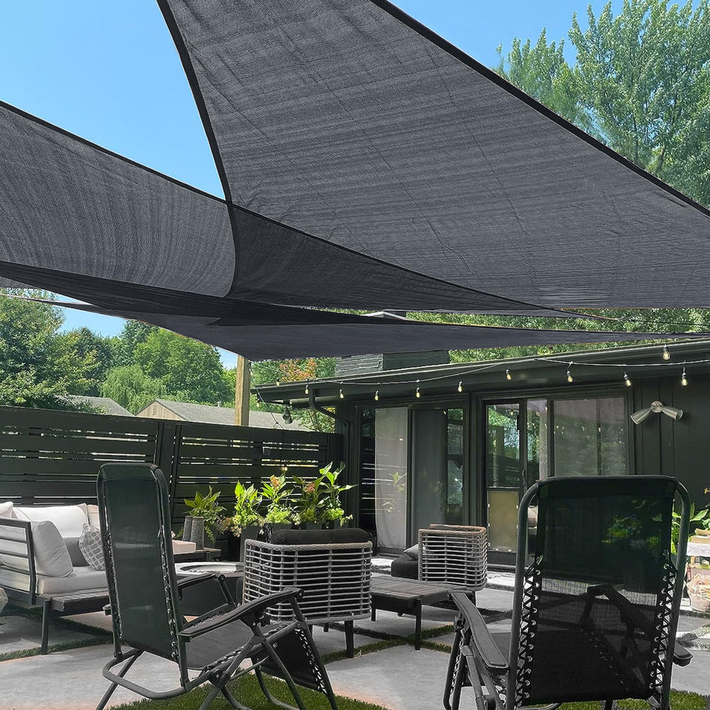 LOVE STORY Triangle Sun Shade Sail 10' x 10' x 14' in Graphite Grey front view