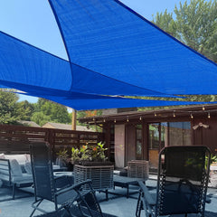 LOVE STORY Triangle Sun Shade Sail blue front view