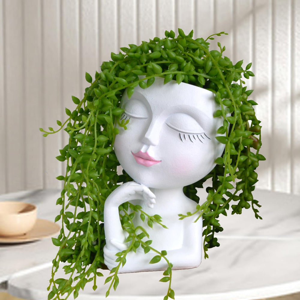 LovTocTic Thinking Face Planter front view in white