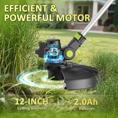 LPSUK 12-in Cordless String Trimmer side view with adjustable handle