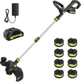 LPSUK 12-Inch Cordless Grass Trimmer front view with adjustable head