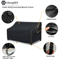 LSongSKY Outdoor Loveseat Cover on a patio loveseat