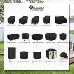 LSongSKY Outdoor Loveseat Cover side view with drawstring