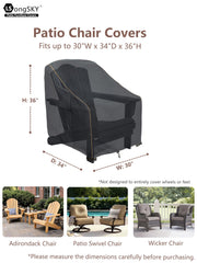 LSongSKY Patio Adirondack Chair Cover side view, showing dimensions