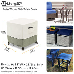 LSongSKY Patio Wicker Side Table Cover side view