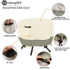 LSongSKY Round Patio Table Cover folded in storage bag