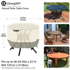 LSongSKY Round Patio Table Cover side view with drawstrings