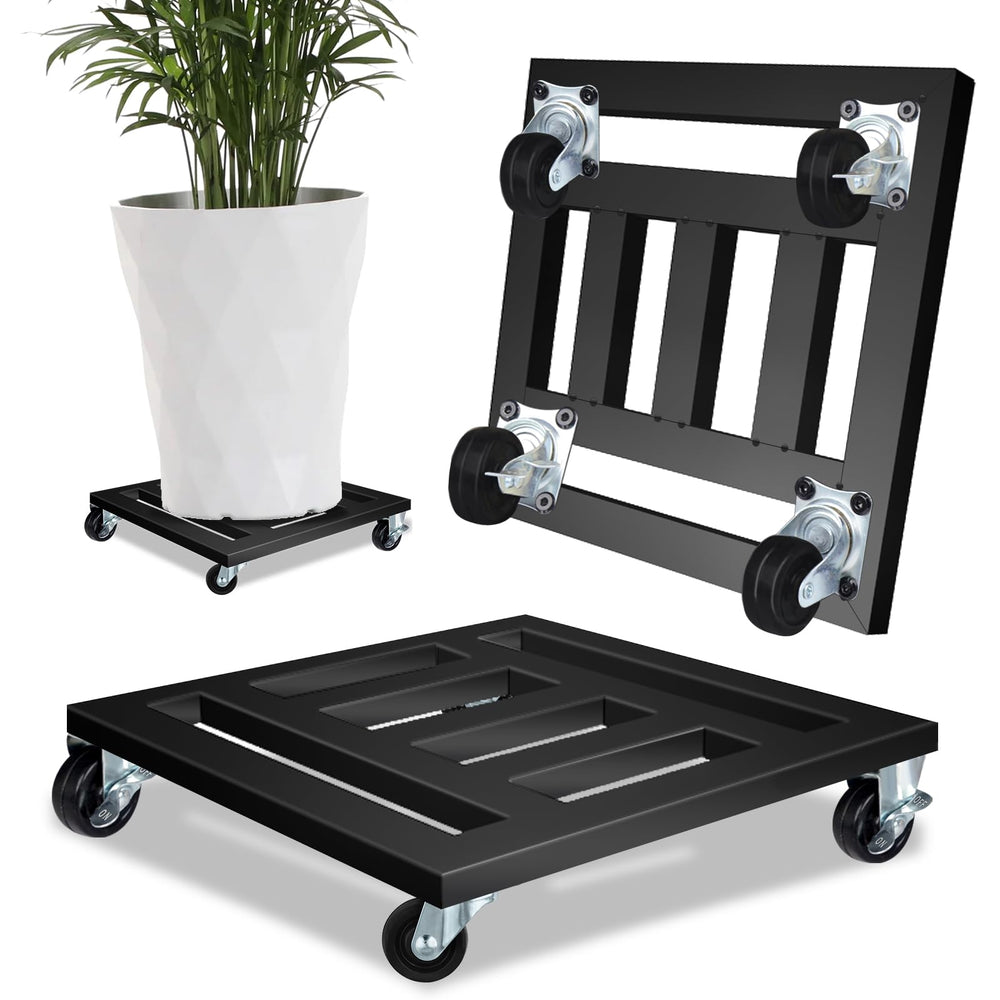 LUBORN Heavy Duty Plant Caddy with wheels, black finish