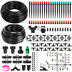 lucdnc 240FT DIY Automatic Drip Irrigation System Kit with components
