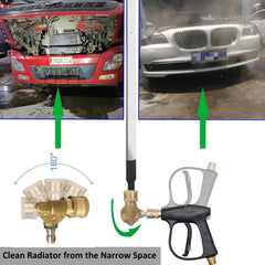 Lucstar Radiator Cleaning Wand showing 180-degree swivel connector