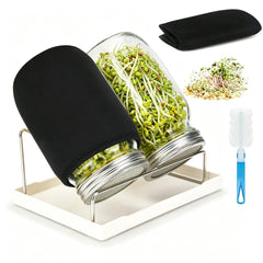 Lulonpon Sprouting Kit, complete 9-piece set with jars and accessories